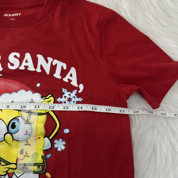 Old Navy boys Sponge Bob Dear Santa Tee L 10/12 NWT Red short sleeve - Picture 4 of 8